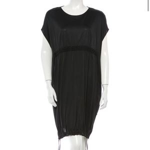 Jil Sander Designer Black Dress with Drawstring Detail